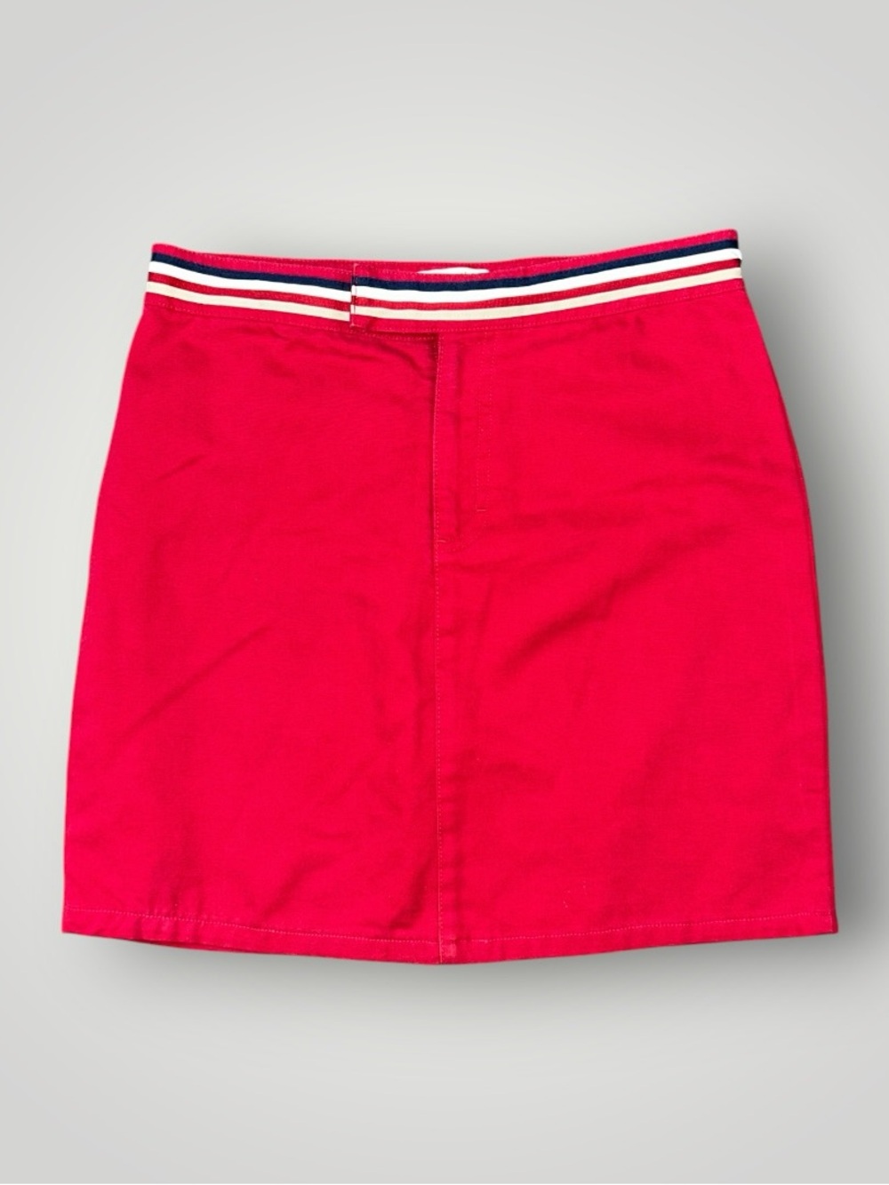 Tommy Hilfiger Red Mini Skirt with Striped Waistband